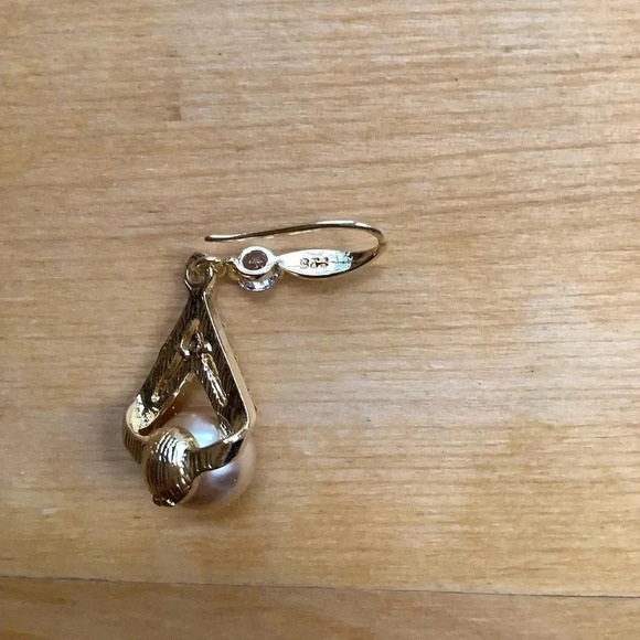 925 Gold Pearl Drop Statement Earrings - Picture 3 of 11